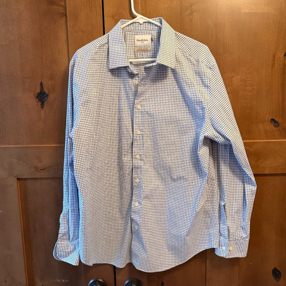 Goodfellow Standard Fit Mens Check Dress Shirt XL 17-17.5